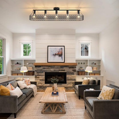 5-Light Black Farmhouse Ceiling Light