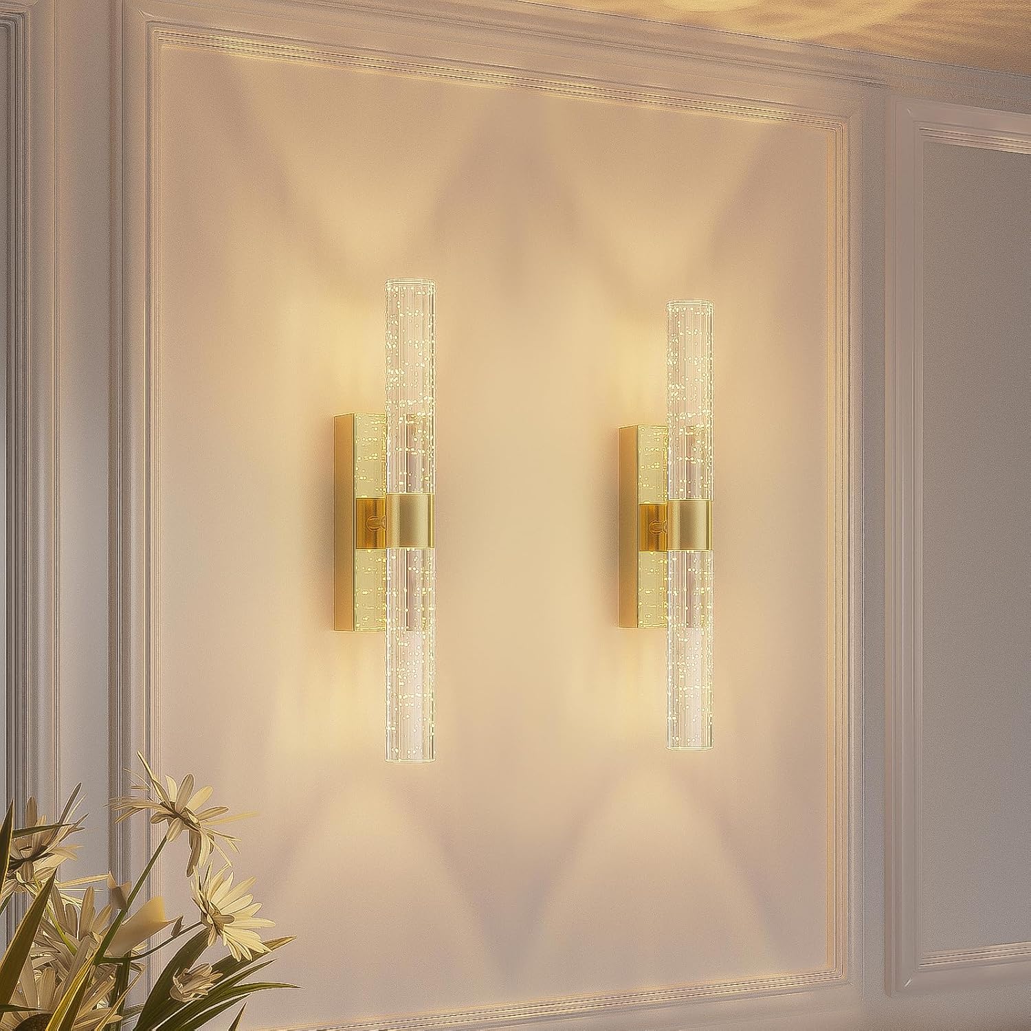 Gold Battery Wall Sconces Set of 2 – 15.3"
