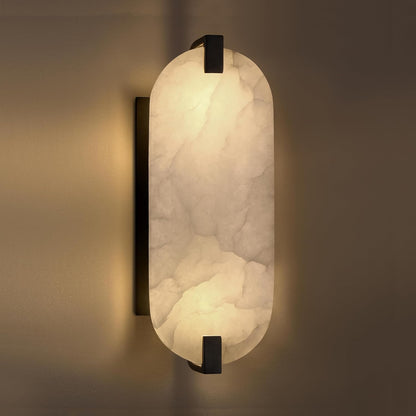 2-Pack 12.7" Alabaster Oval Bathroom Wall Sconce