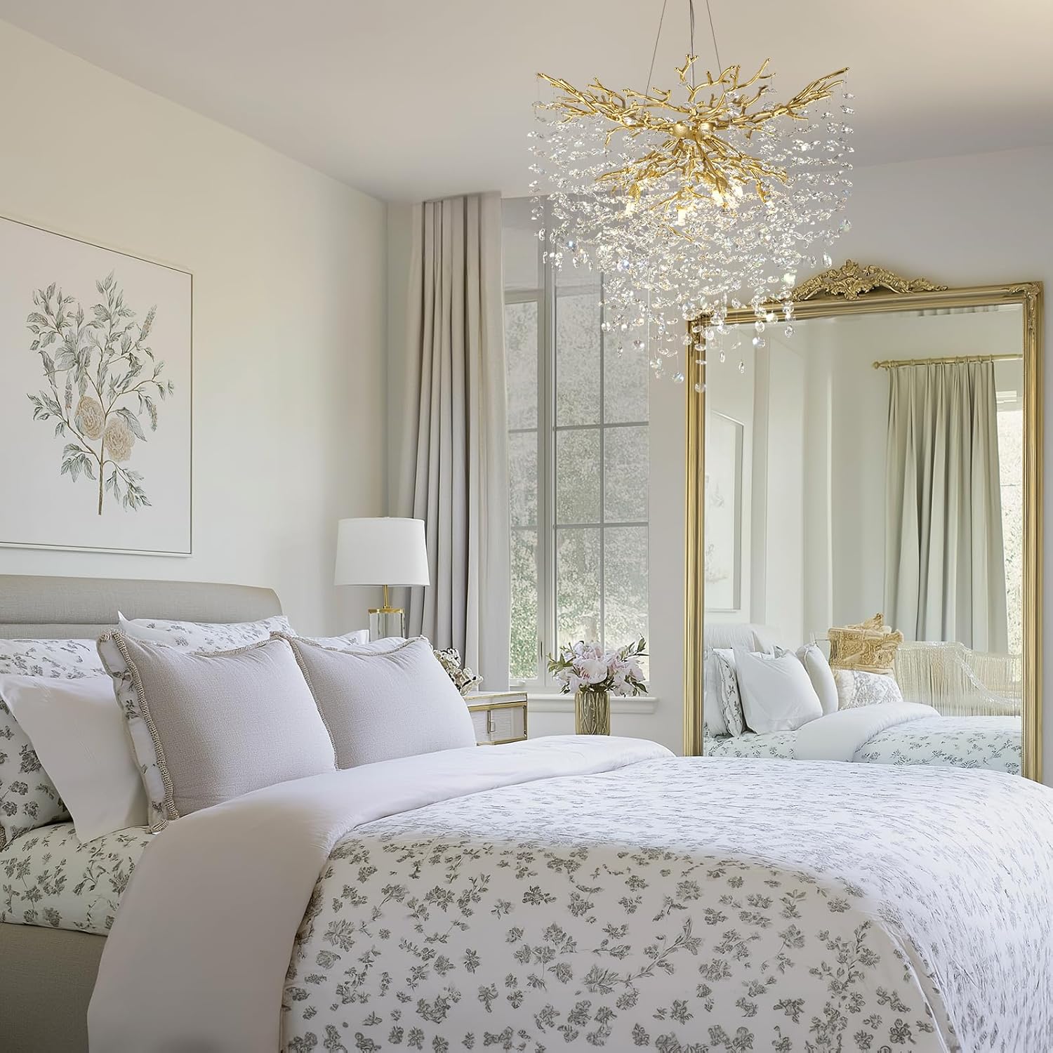 Gold Tree Branch Crystal Chandelier 32"