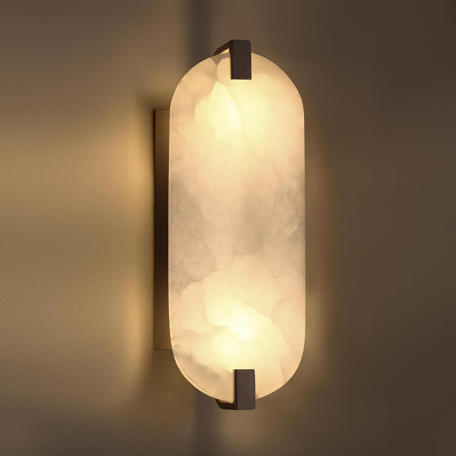 2-Pack 12.7" Alabaster Oval Bathroom Wall Sconce