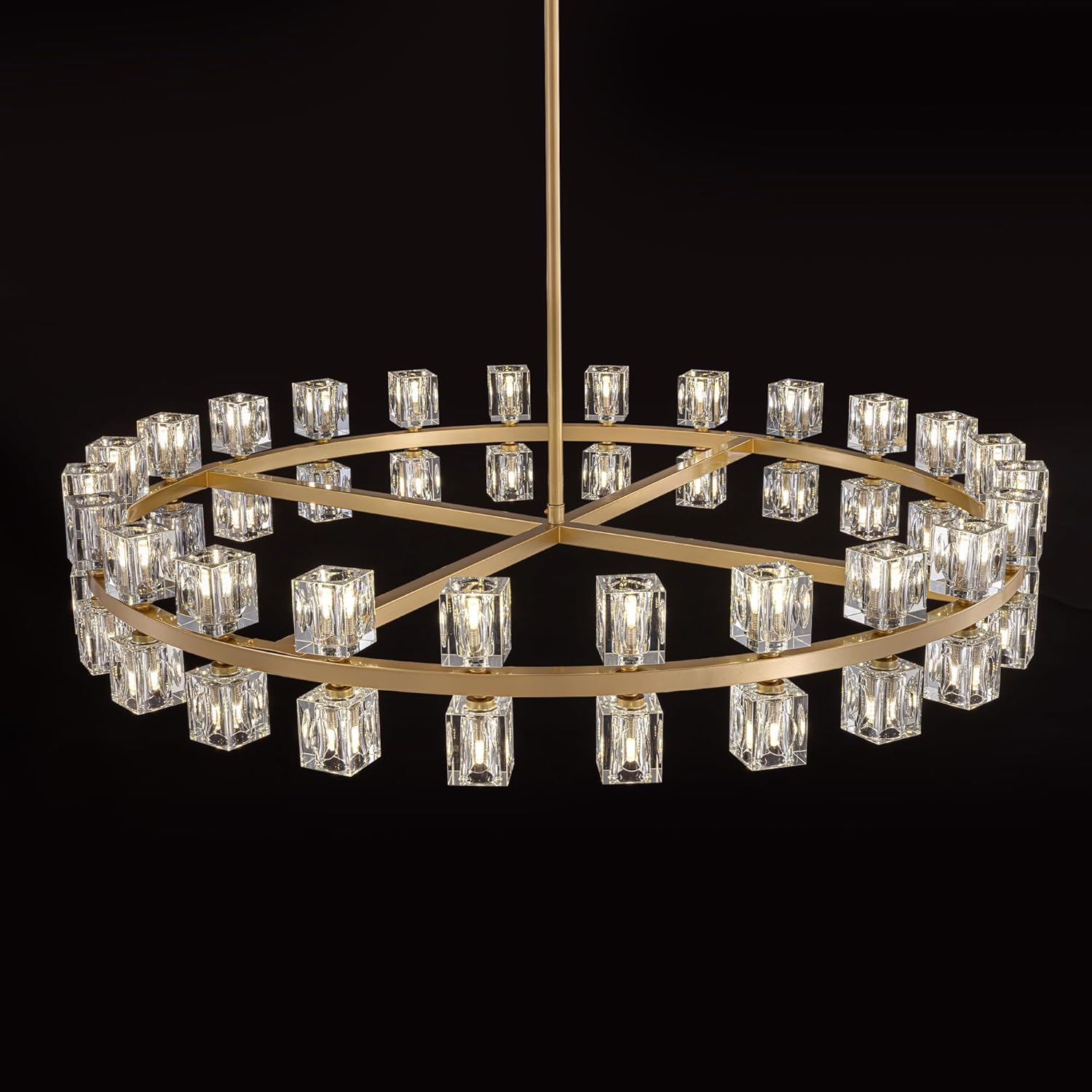 55" Gold Farmhouse Rectangular Chandelier 12L