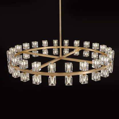 55" Gold Farmhouse Rectangular Chandelier 12L