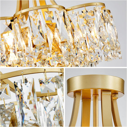 Crystal Chandelier Semi-Flushmount Ceiling Light – Modern Gold Finish