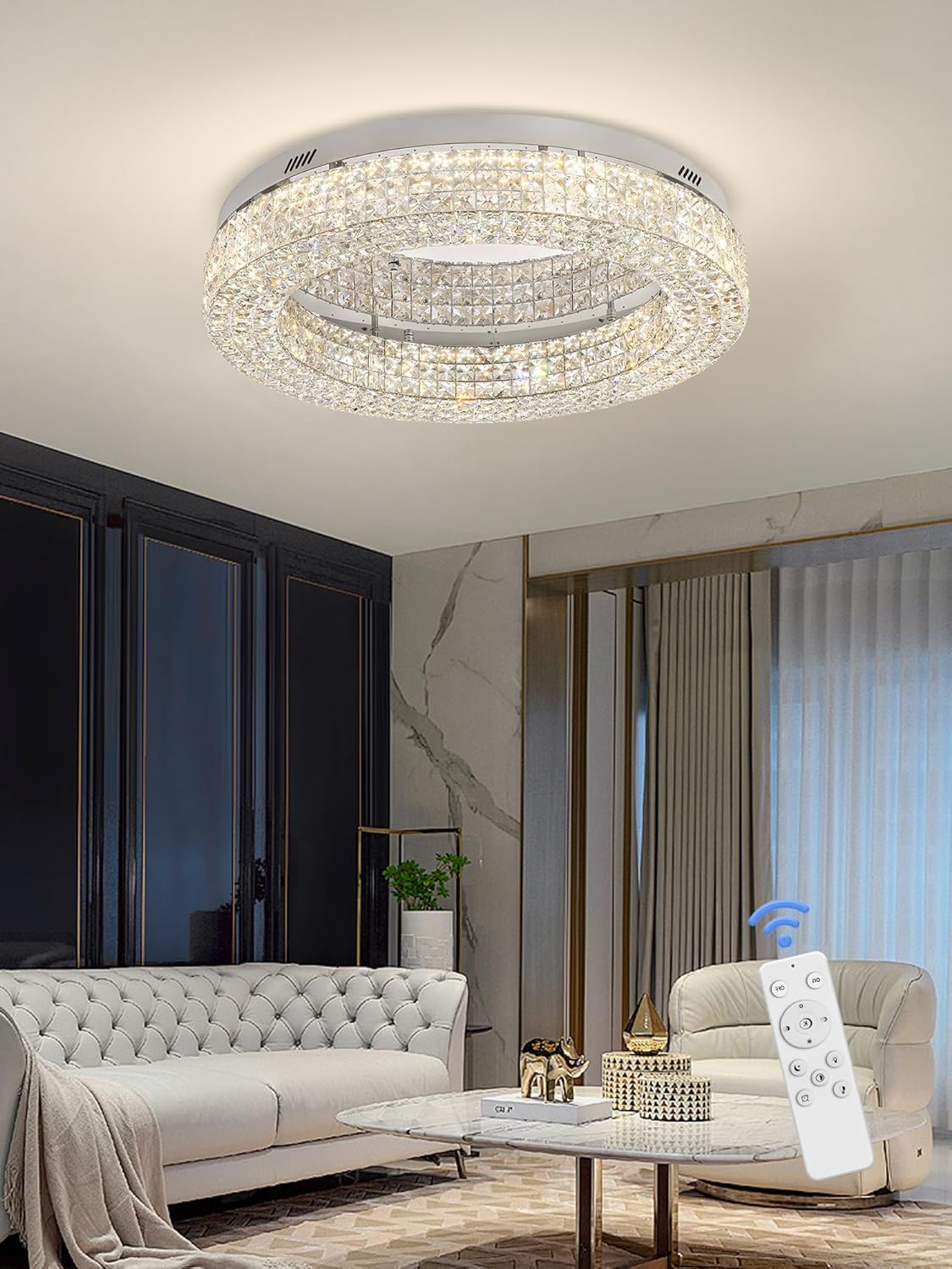 32” Modern Crystal LED Chandelier