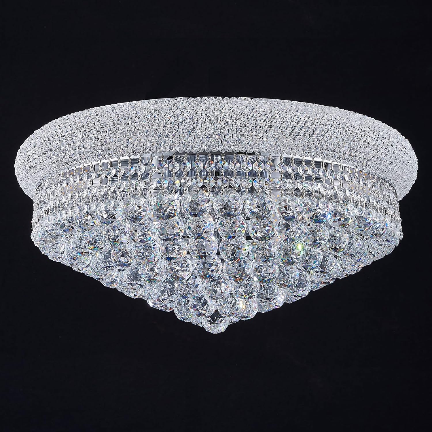 18-Light Crystal Flush Mount Chandelier