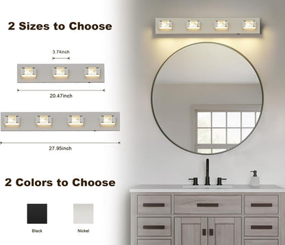 28” 4-Light Brushed Nickel Crystal LED Bathroom Vanity Light