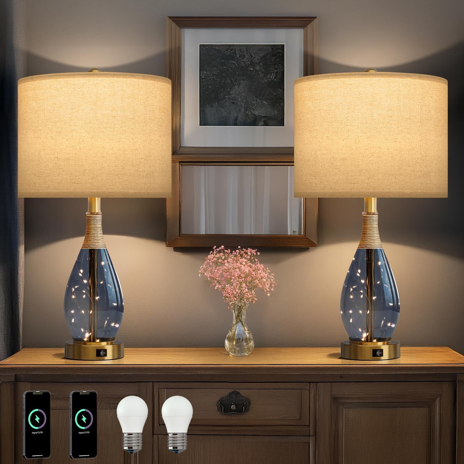 23" USB Table Lamp Set of 2 – Modern Farmhouse