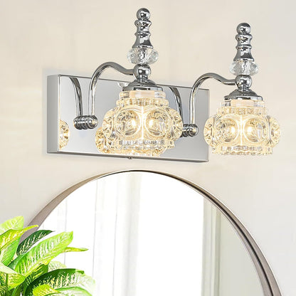 3-Light Black Crystal Bathroom Vanity Light