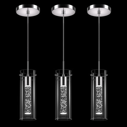 3-Pack Modern LED Crystal Pendant Lights – Bubble Glass Design