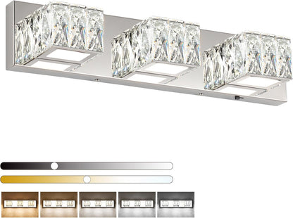 6-Light LED Chrome Crystal Bathroom Vanity Light