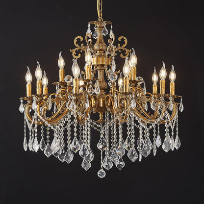 Antique Gold 8-Light Candle Crystal Chandelier