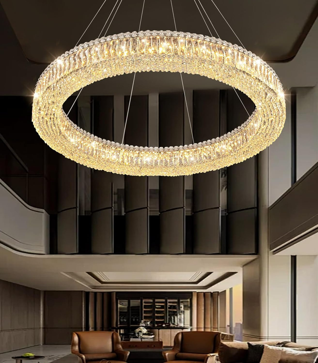 Modern Gold Crystal Ring LED Chandelier