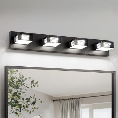 28” 4-Light Brushed Nickel Crystal LED Bathroom Vanity Light