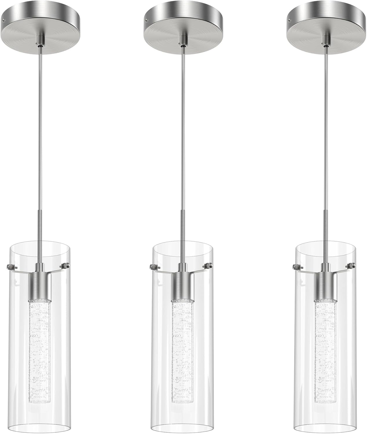3-Pack Modern LED Crystal Pendant Lights – Bubble Glass Design