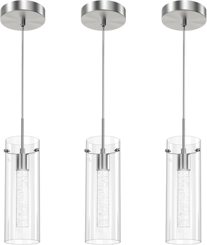 3-Pack Modern LED Crystal Pendant Lights – Bubble Glass Design