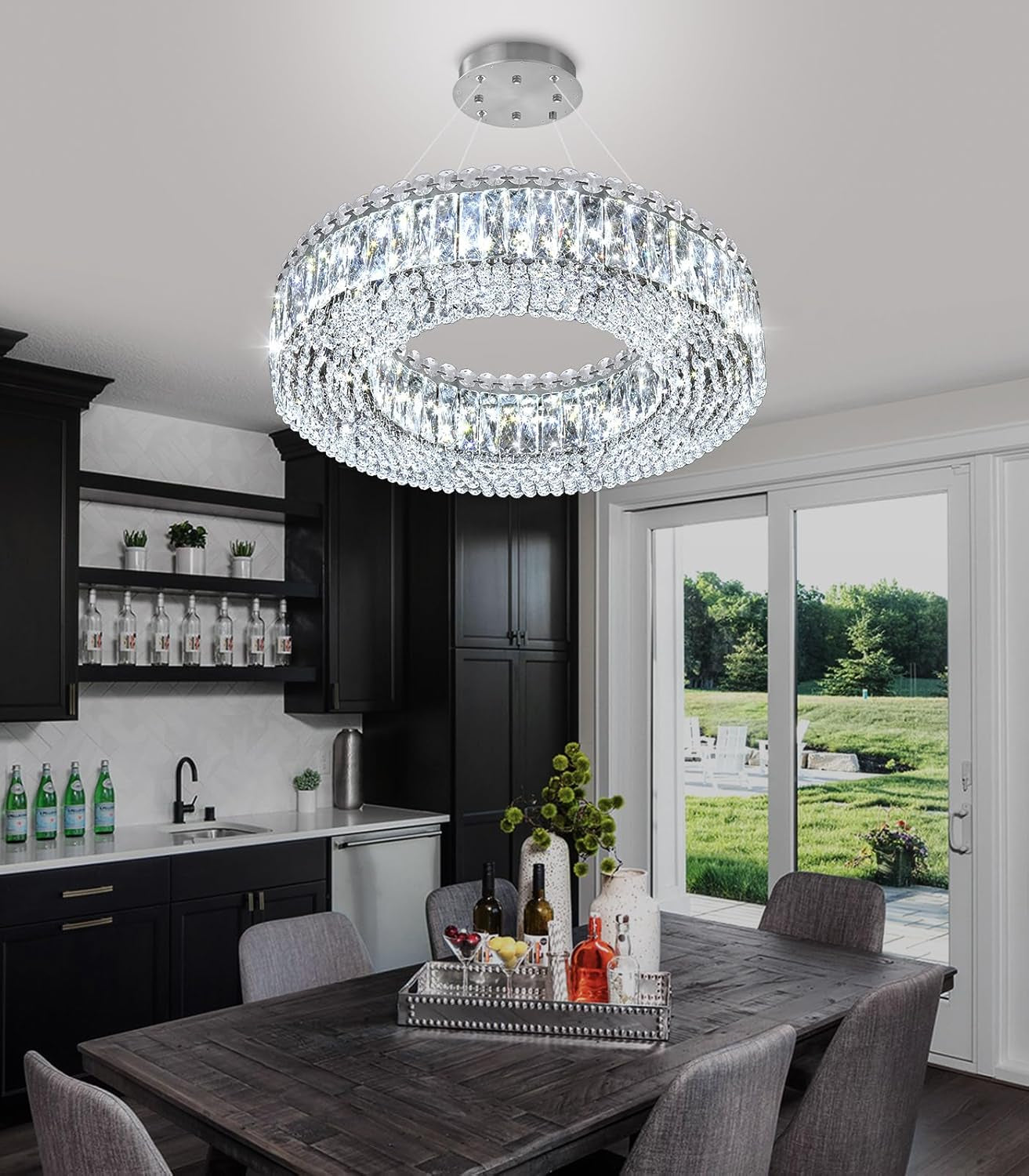 Modern Gold Crystal Ring LED Chandelier