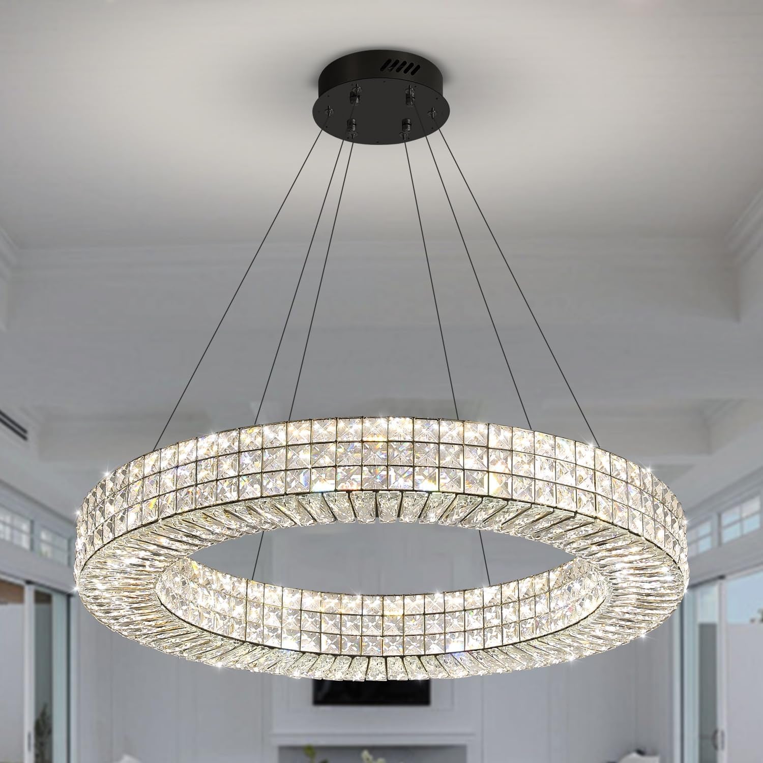 40” Modern Crystal Ring Chandelier