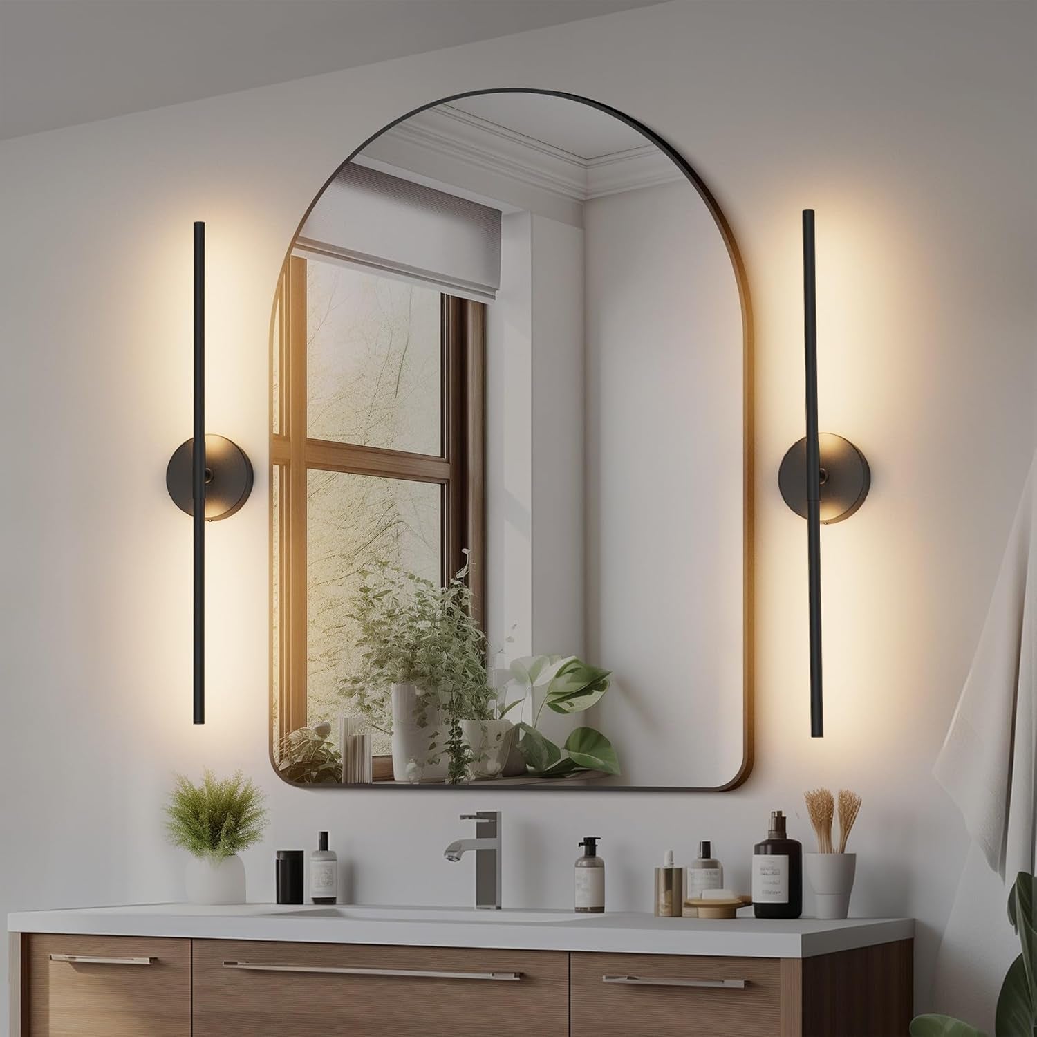 28" Black LED Wall Sconce Set – 2 Pack