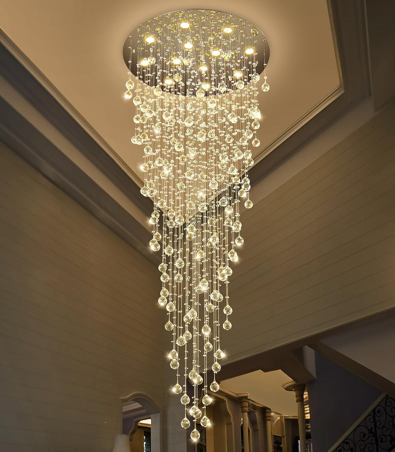 98" Gold Modern Crystal Raindrop Chandelier