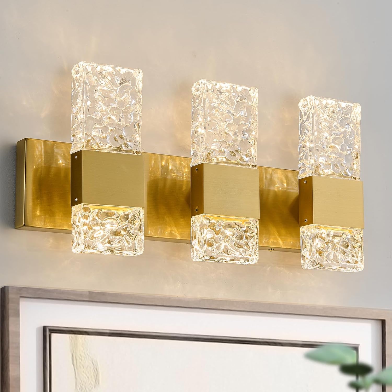 4-Light Brushed Nickel Crystal LED Bathroom Vanity Light