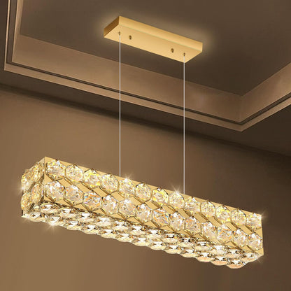 Modern 2-Ring Gold Crystal LED Chandelier