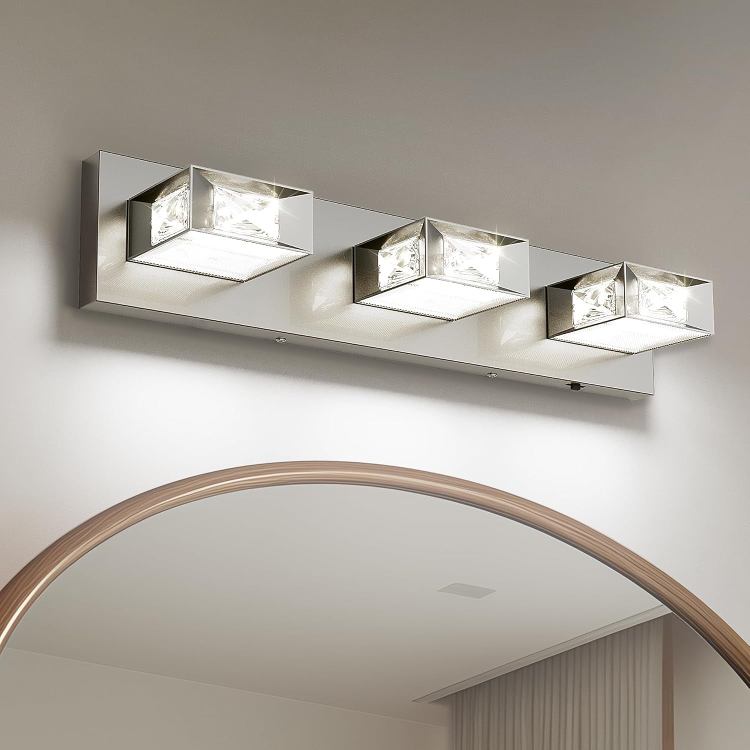 28” 4-Light Brushed Nickel Crystal LED Bathroom Vanity Light