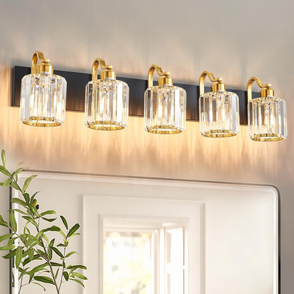 6-Light Brushed Nickel Crystal Bathroom Vanity Light