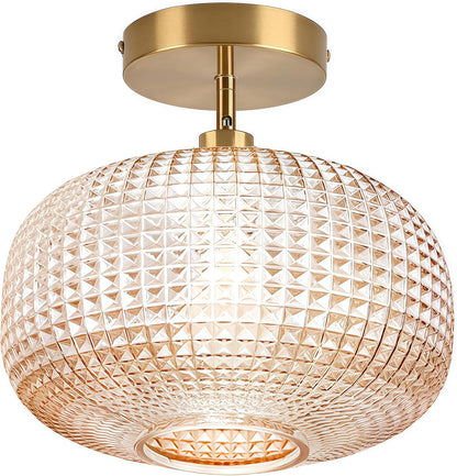 Gold Globe Semi Flush Mount Ceiling Light