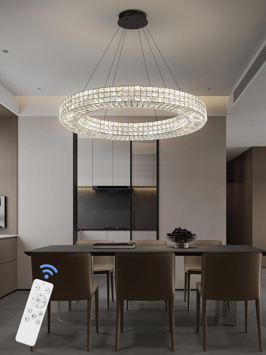 40” Modern Crystal Ring Chandelier