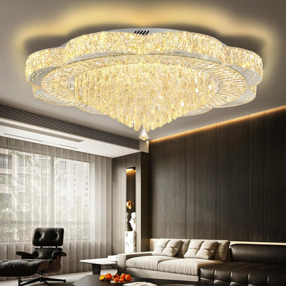 Modern Empire Crystal Chandelier 32" Chrome