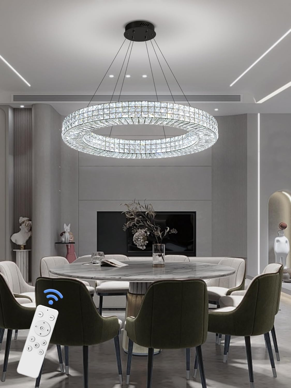 40” Modern Crystal Ring Chandelier