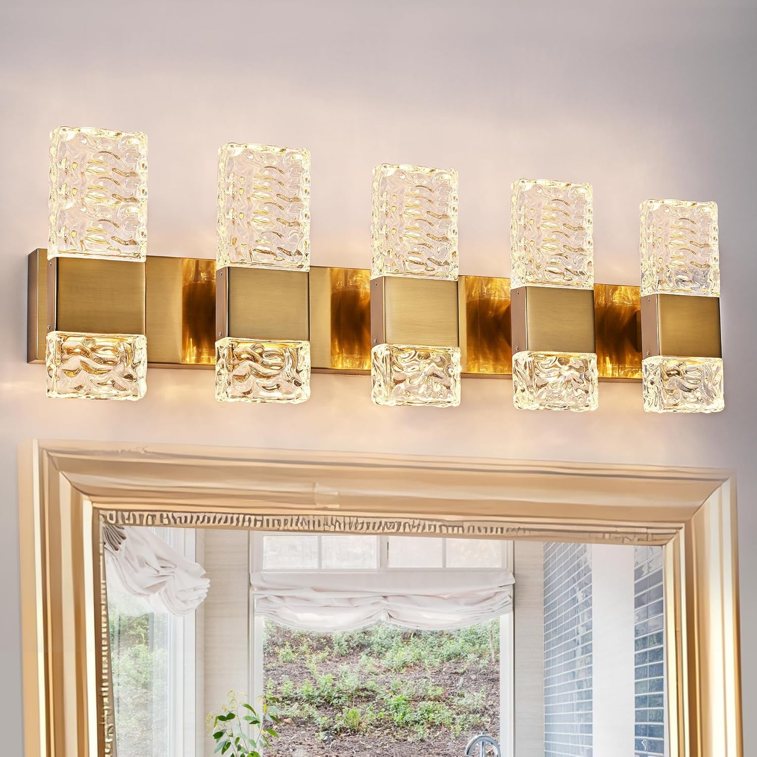 4-Light LED Black Bathroom Vanity Wall Fixture