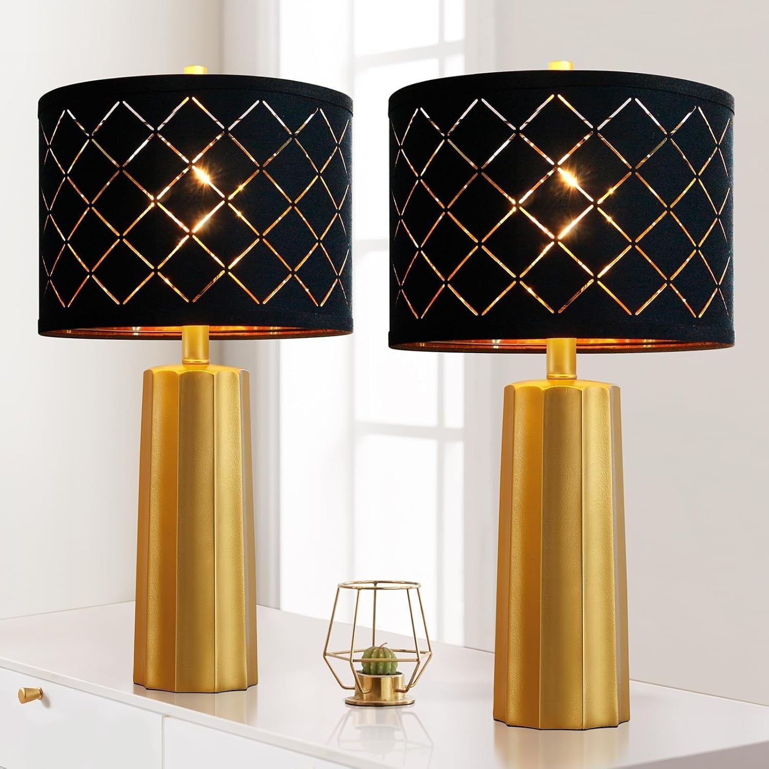 24” Modern Table Lamp Set of 2 – Gold