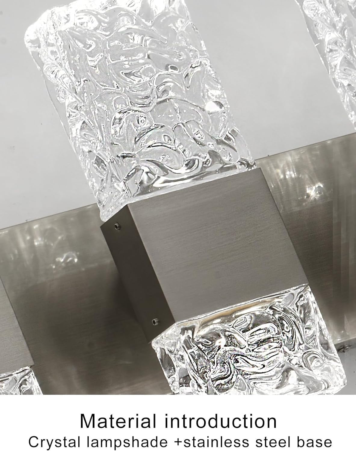 4-Light Brushed Nickel Crystal LED Bathroom Vanity Light