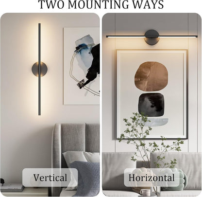 28" Black LED Wall Sconce Set – 2 Pack