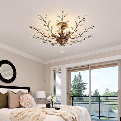 5-Light Bronze Vintage Crystal Chandelier