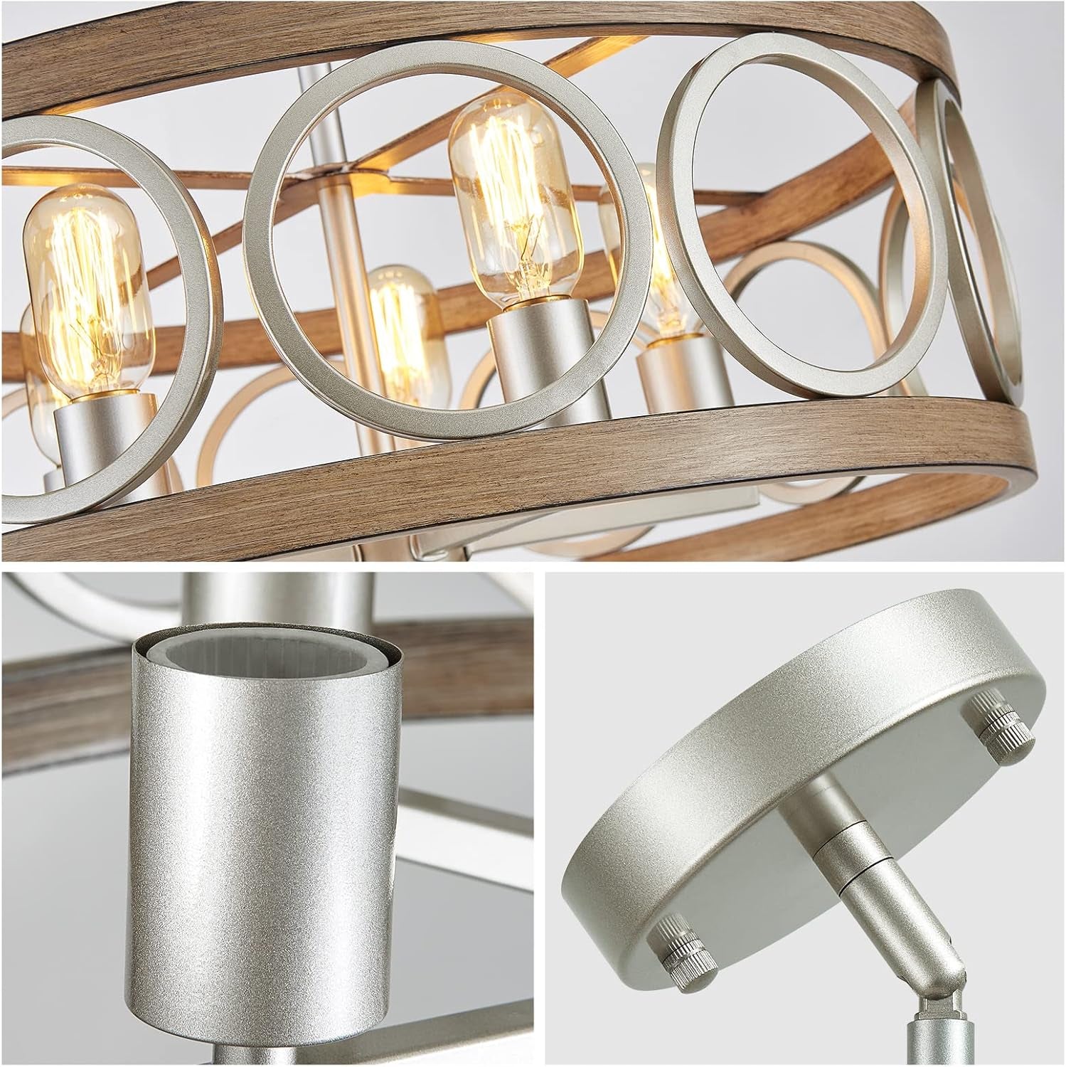 Rustic Nickel Drum Chandelier 5-Light