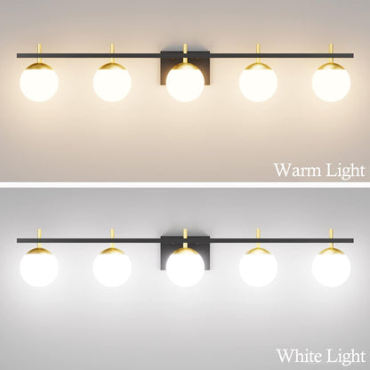 5-Light Mid-Century Vanity Light – Black/Gold