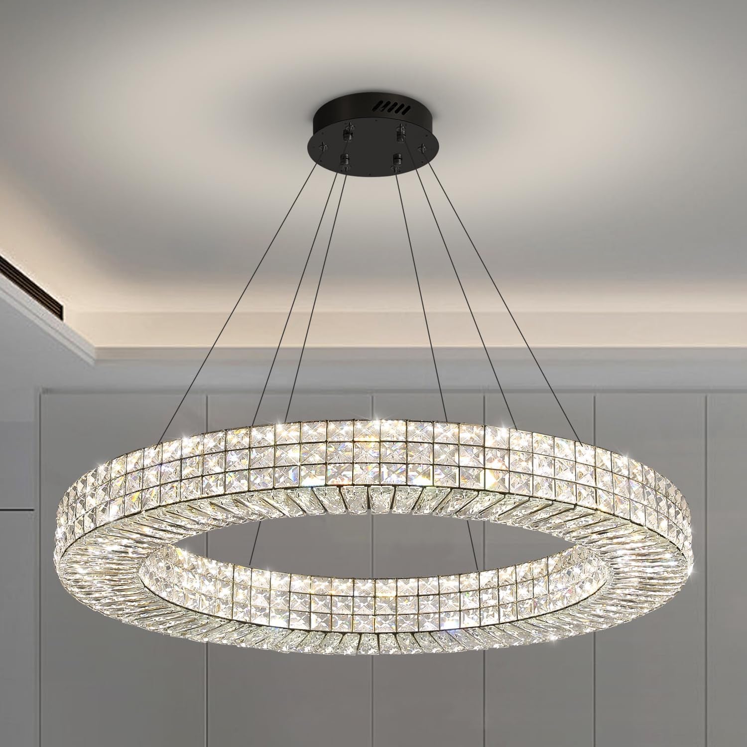 40” Modern Crystal Ring Chandelier