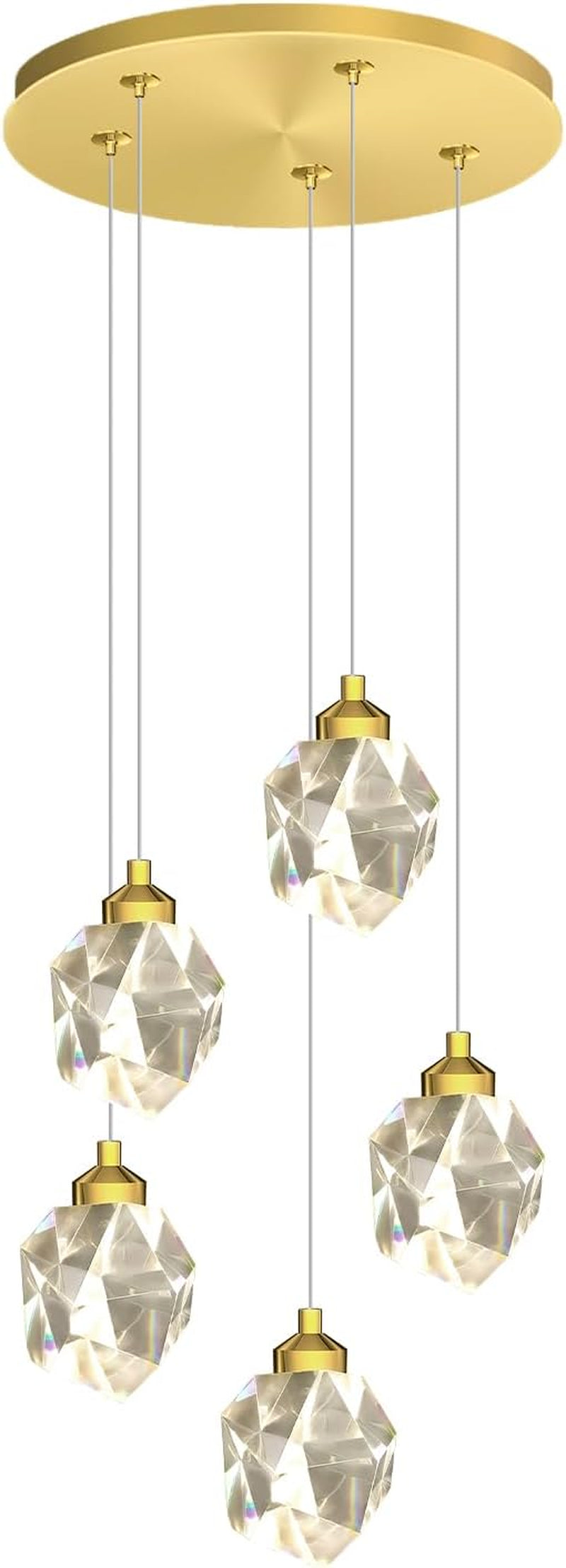 Gold 5-Light Raindrop Pendant Chandelier