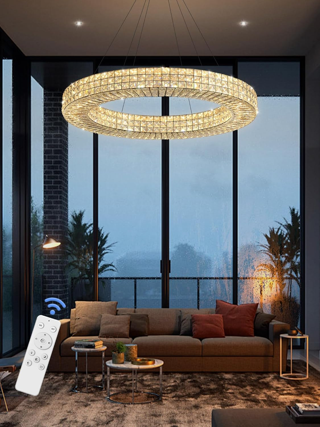 40” Modern Crystal Ring Chandelier