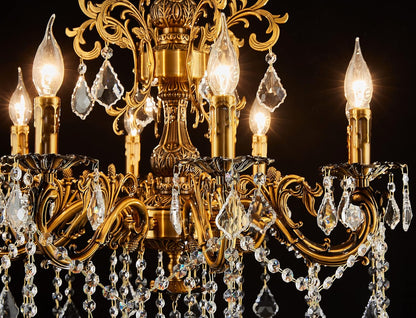 Antique Gold 8-Light Candle Crystal Chandelier