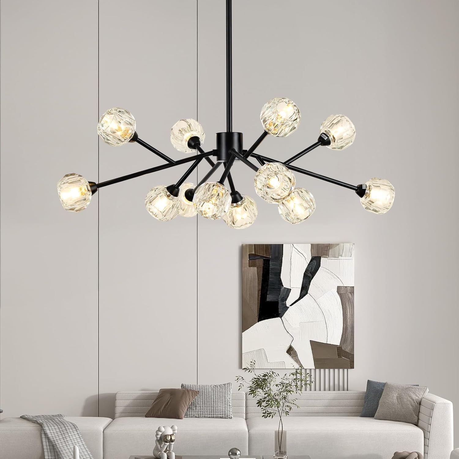 9-Light Gold Sputnik Crystal Chandelier