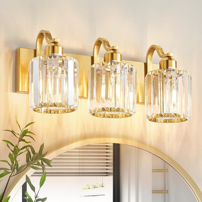 6-Light Brushed Nickel Crystal Bathroom Vanity Light