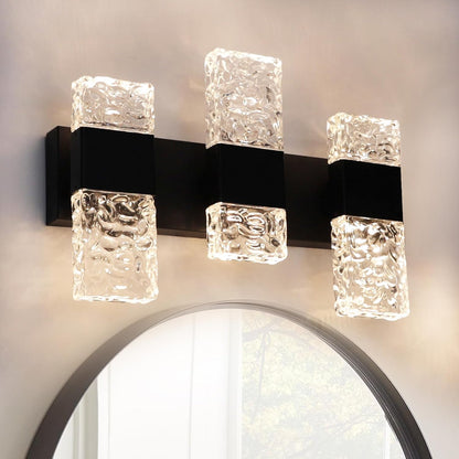 4-Light LED Black Bathroom Vanity Wall Fixture