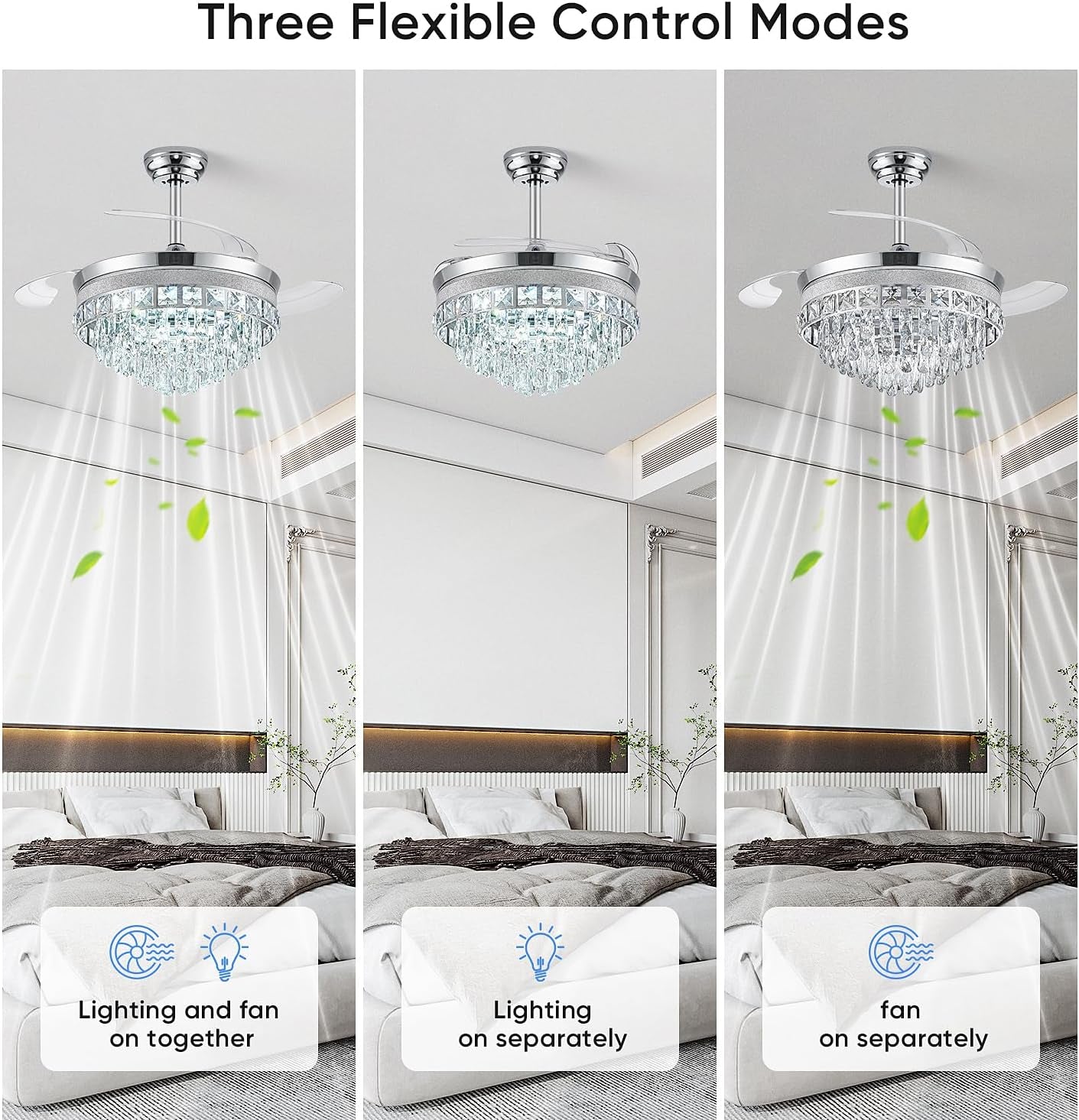 42" Crystal LED Fandelier Ceiling Fan Light