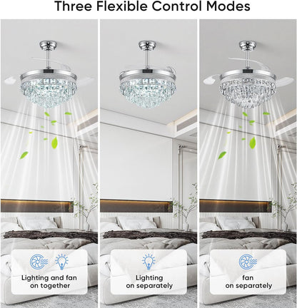 42" Crystal LED Fandelier Ceiling Fan Light