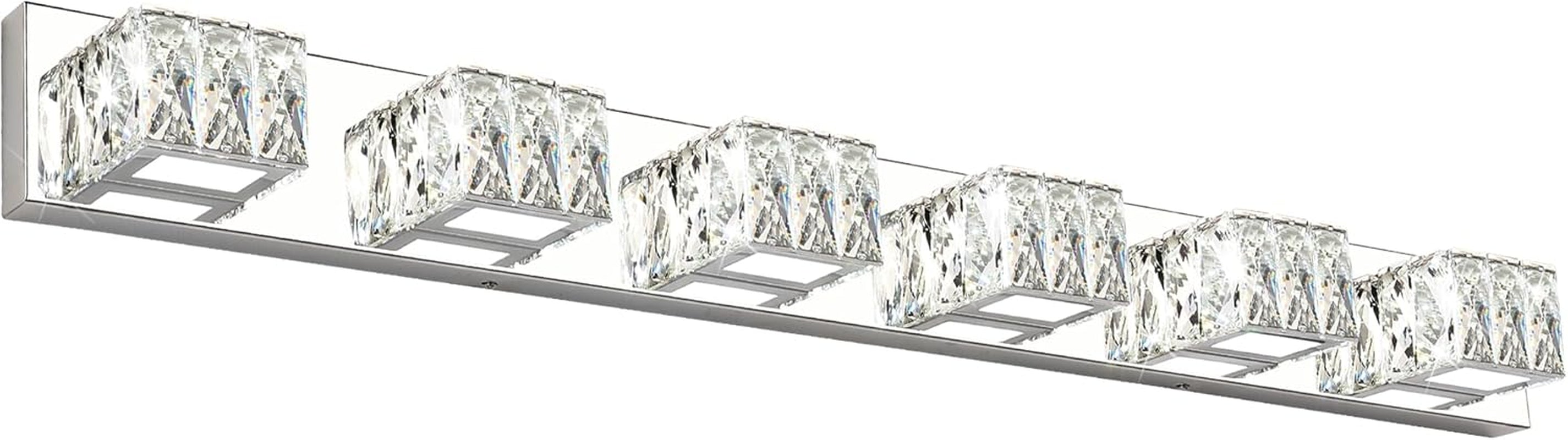 6-Light LED Chrome Crystal Bathroom Vanity Light