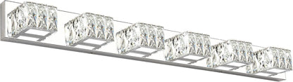 6-Light LED Chrome Crystal Bathroom Vanity Light